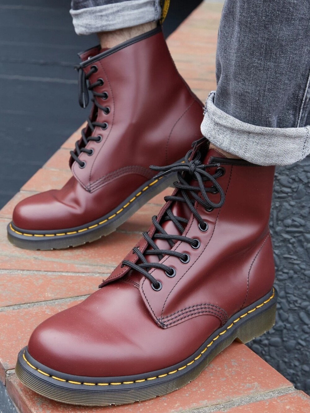 Dr. Martens 1460 Cherry Red Smooth Leather 8-Eye Lace-Up Boots